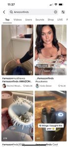 tiktok feed with amazonfinds in the search bar