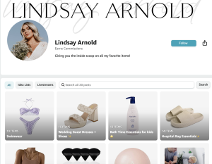 amazon storefront labeled lindsay arnold