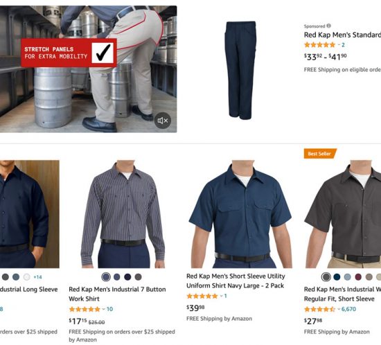 sponsored Amazon video ad for Red Kap Men's Pants