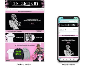 Machine Gun Kelly desktop and mobile brand store examples
