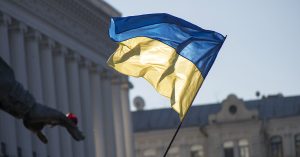 The Ukrainian flag waves patriotically; read on about how Amazon is responding to Russia's invasion
