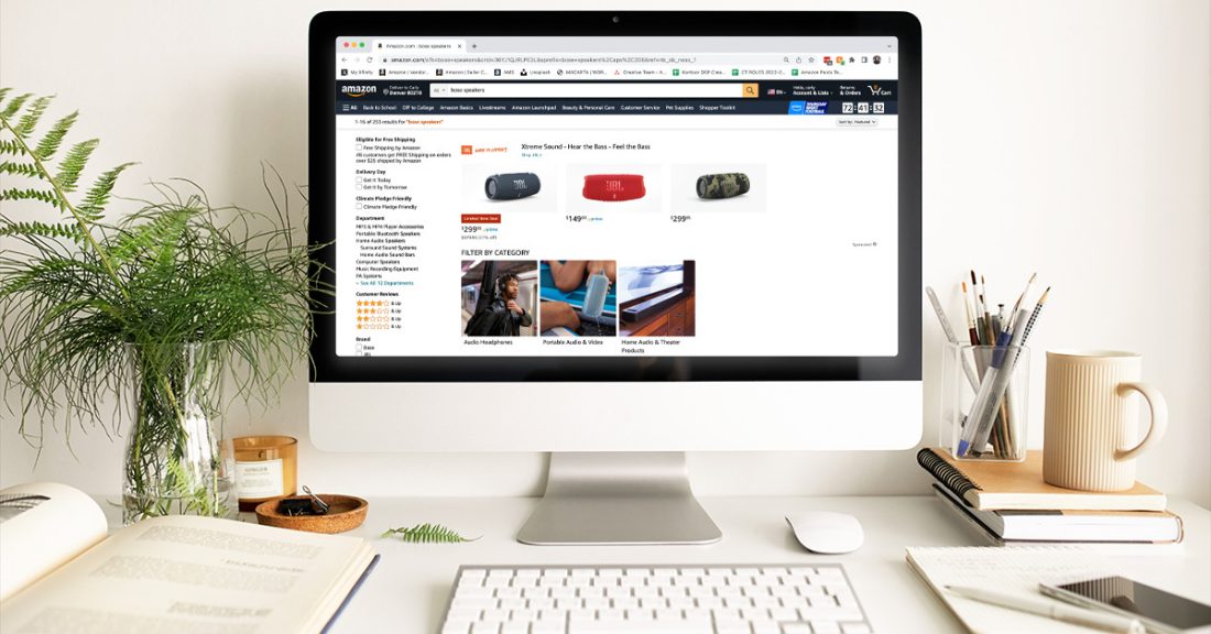 someone browsing amazon on their desktop