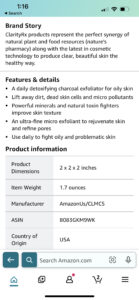 amazon product features and information sections