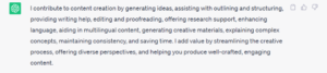 chatgpt response answering what value is contributed to content creation