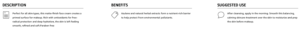 description benefits and suggested use example for product page