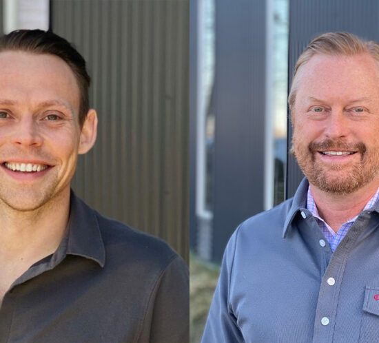 Headshot of cofounders Stephen and Mike standing outside of a Macarta building.