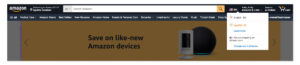 image showing Spanish Language toggle on Amazon homepage